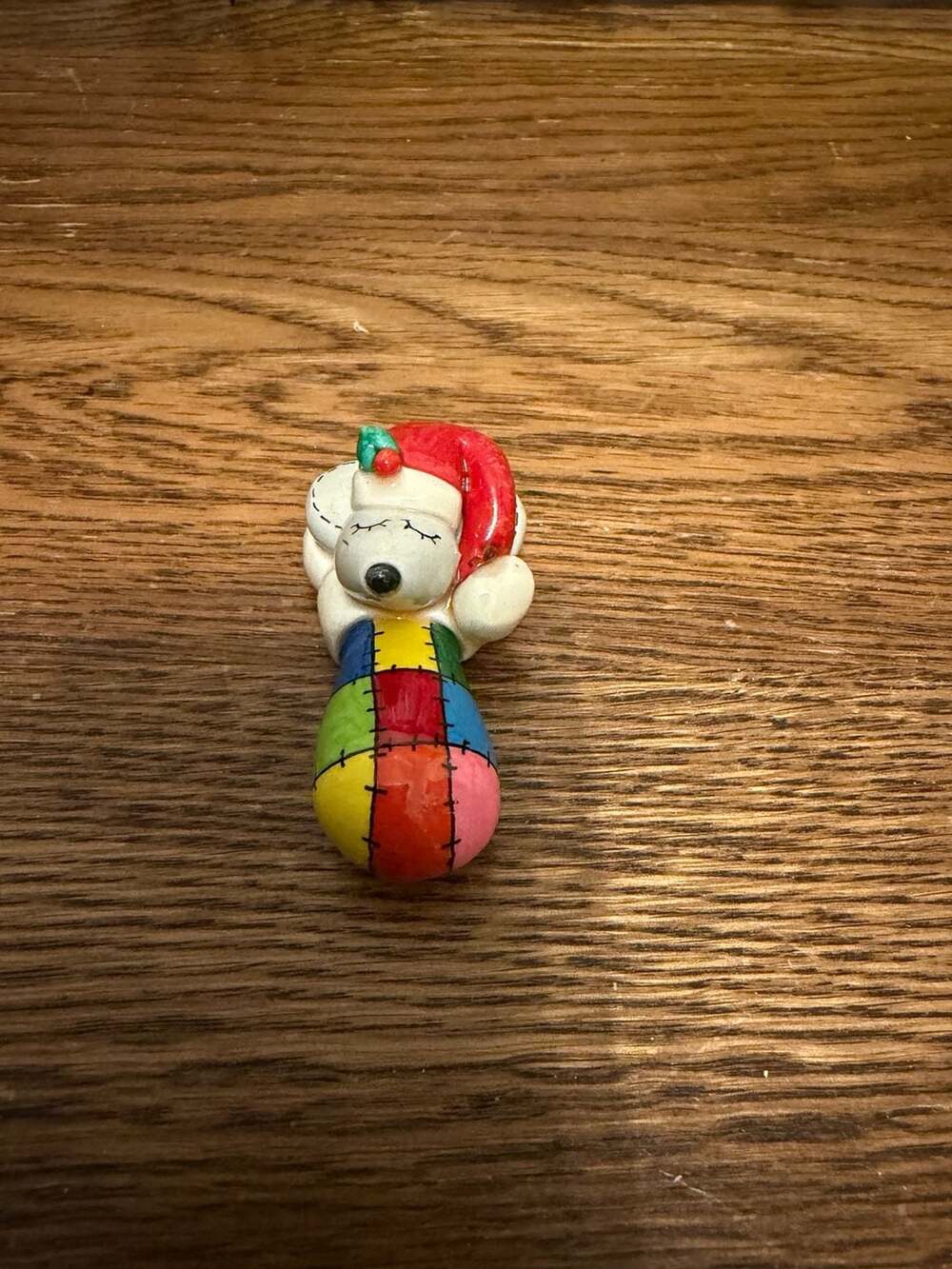 Peanuts Snoopy Christmas Figurine Multicolored Patchwork